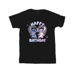 Lilo & Stitch Mens Cotton Happy Birthday T-Shirt / Black